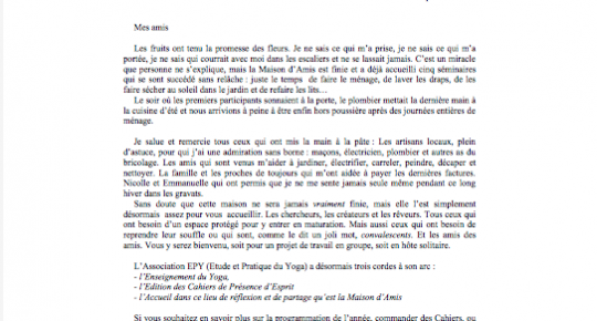 Lettre aux amis n°4