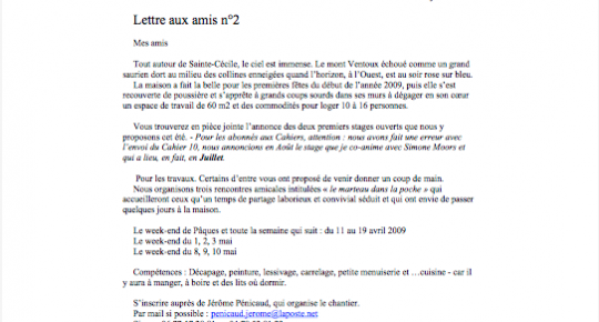 Lettre aux amis n°2