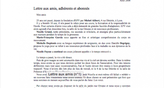 Lettre aux amis n°1