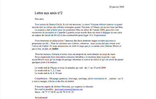 Lettre aux amis (n°2)