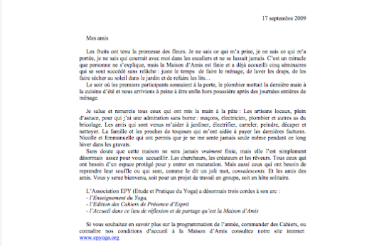 Lettre aux amis (n°4)