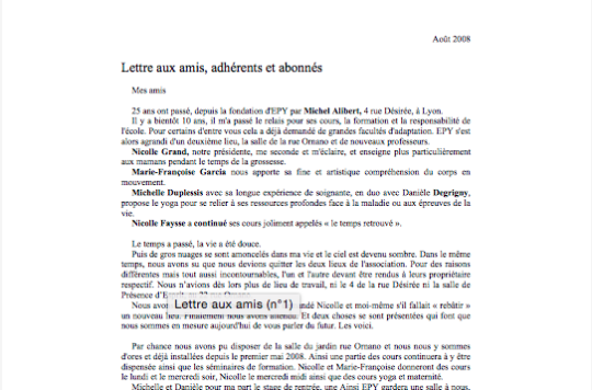 Lettre aux amis (n°1)